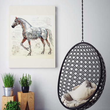 Drawings Horse Da Vinci Style Vintage Framed Canvas Prints Wall Art Hanging Home Decor
